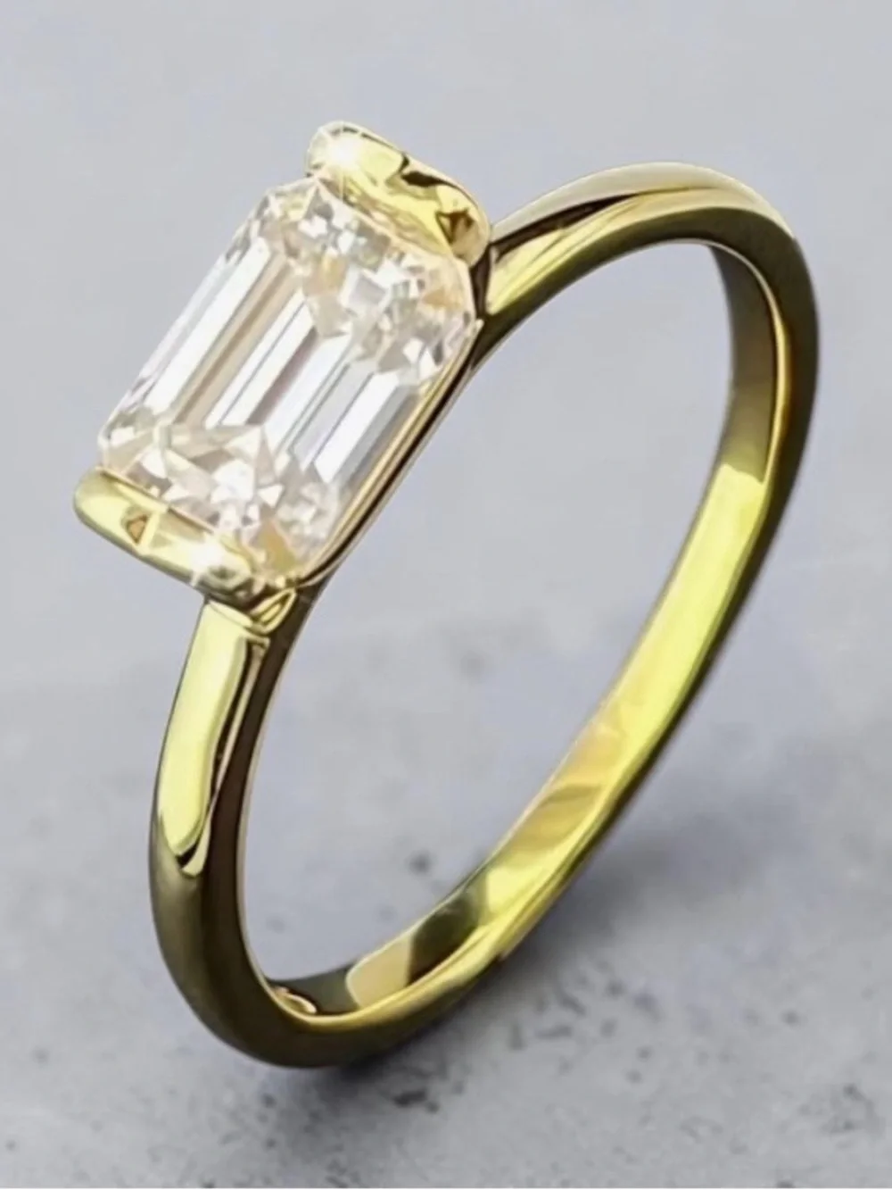 Moissanite Radiant Cut 1 Carat Ring in Yellow Gold - Timeless